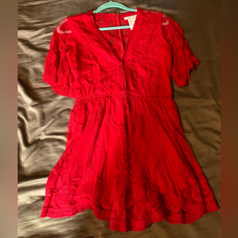 Red Lace Dressy Romper